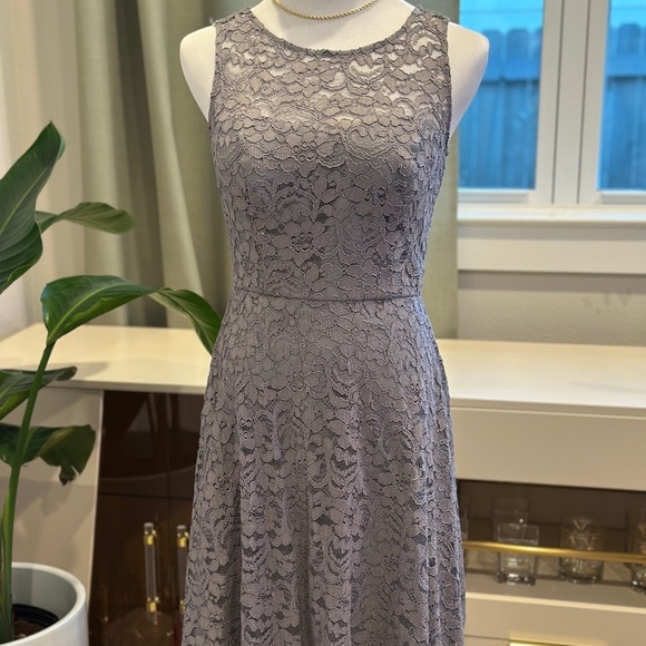 David's Bridal Dresses & Skirts - David's Bridal Dusty Grey Lace Midi Dress
